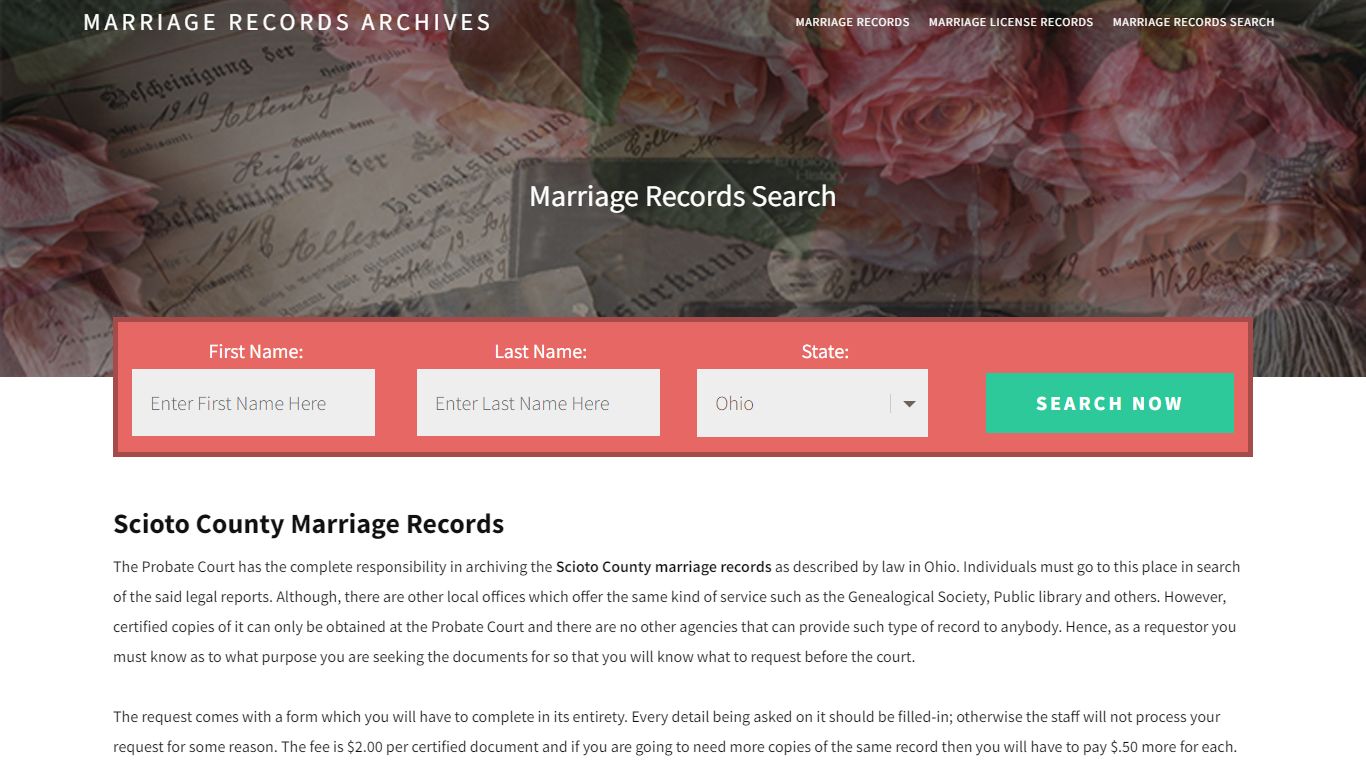 Scioto County Marriage Records | Enter Name and Search ...